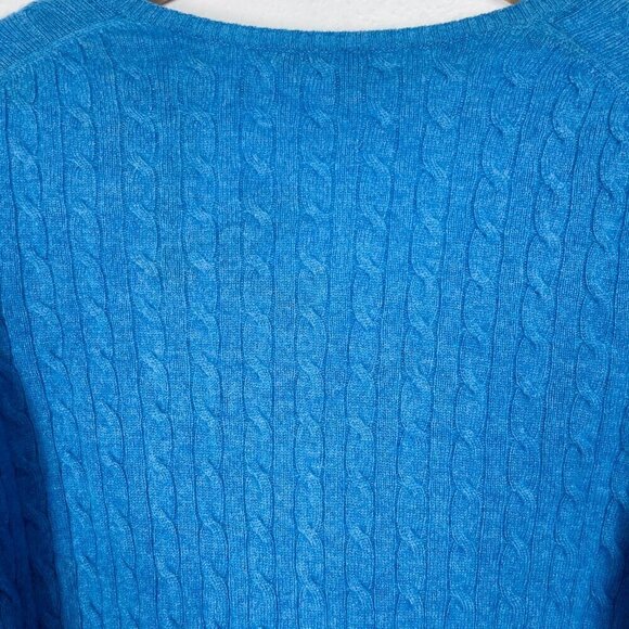 Tweeds Vintage 100% Cashmere Blue Cable Knit Sweater - Picture 12 of 13